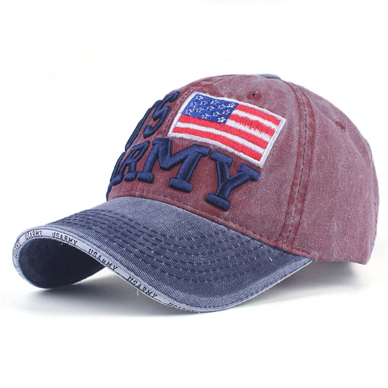 Sandwich Pre-curved Brim Hat 3D Embroidery USA Flag Logo Cotton Baseball Hat