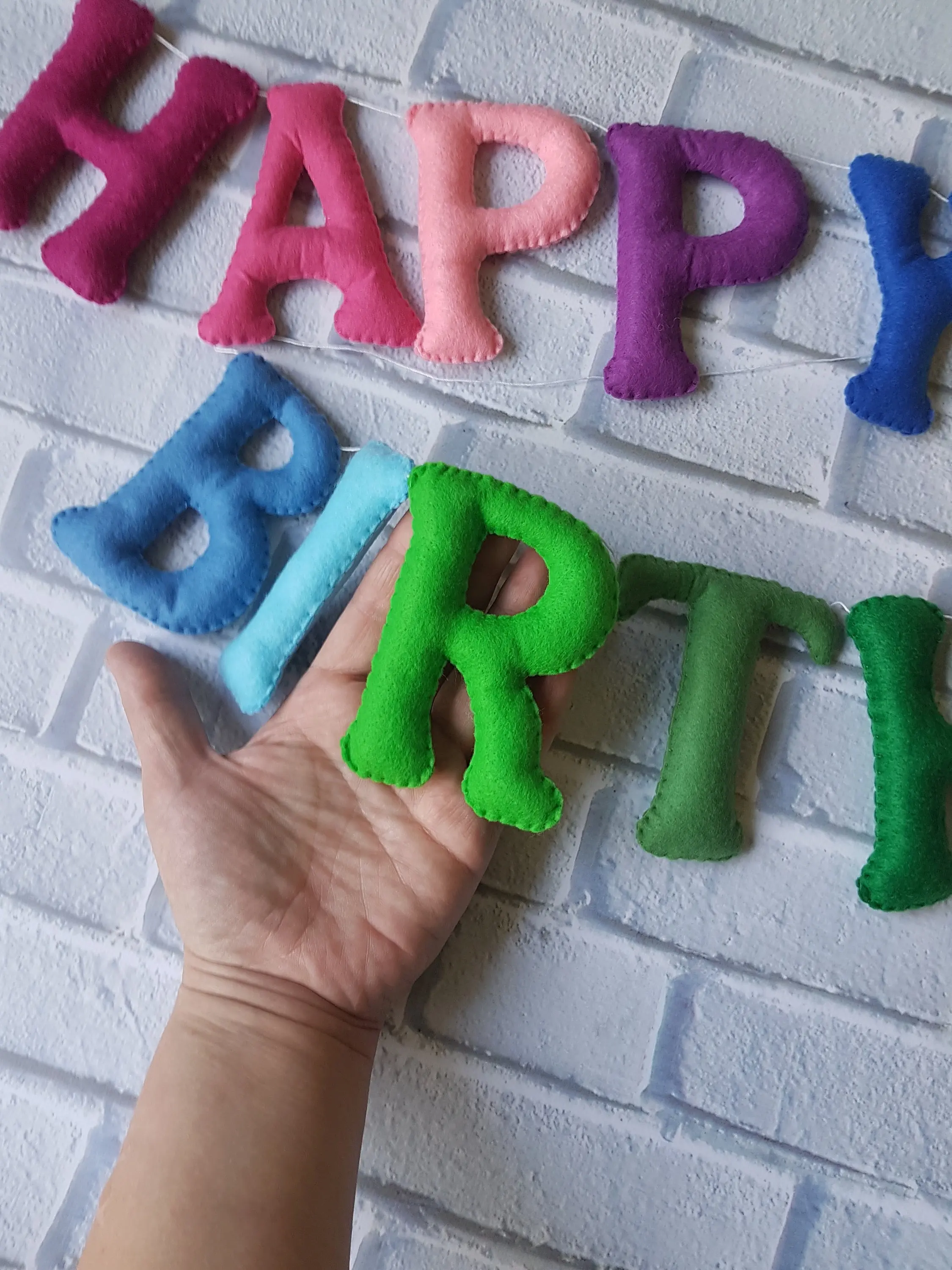 Happy birthday felt banner garland kids birthday letter Alphabet banner for party decoration