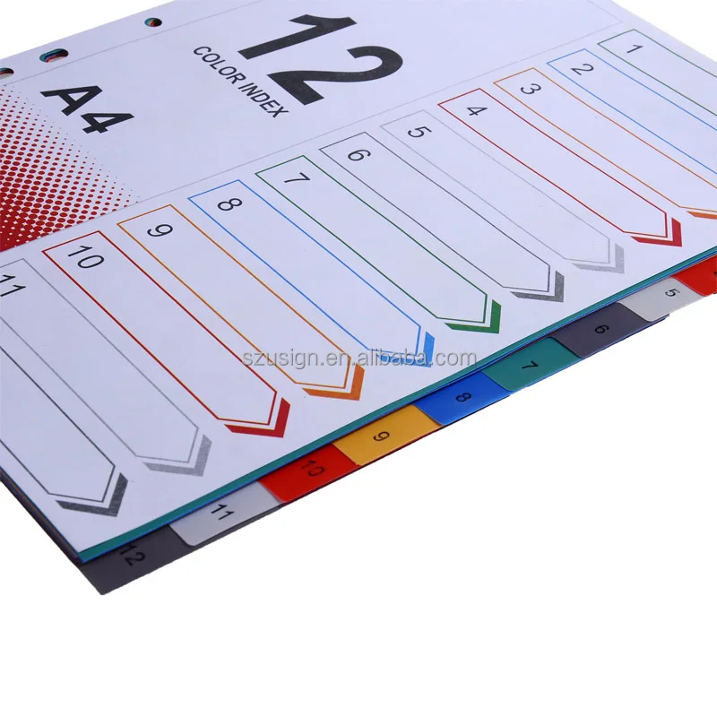 
US-012 12 pages A4 Index Divider paper index divider 