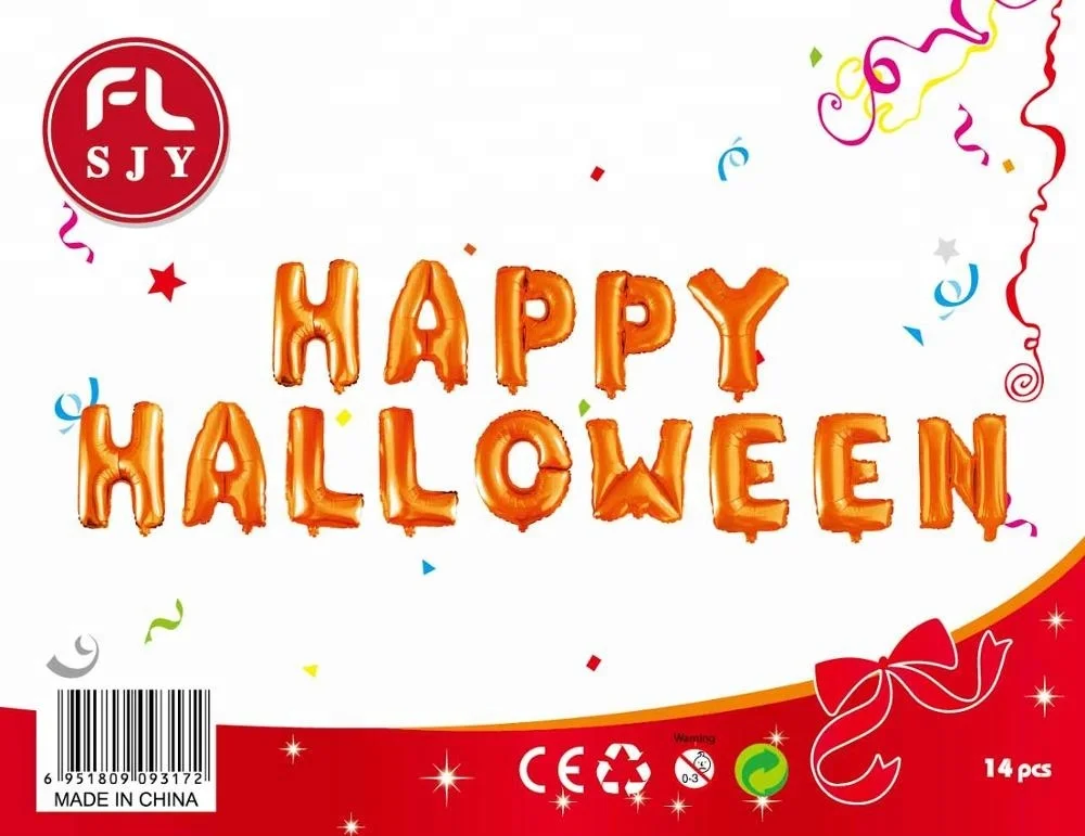 Halloween Party Set 16inch Orange And Black Letter Foil Balloons Decorations