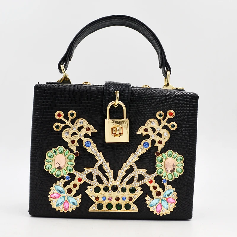 wholesale Fashion PU flower bag with metal Evening acrylic Clutch Bags