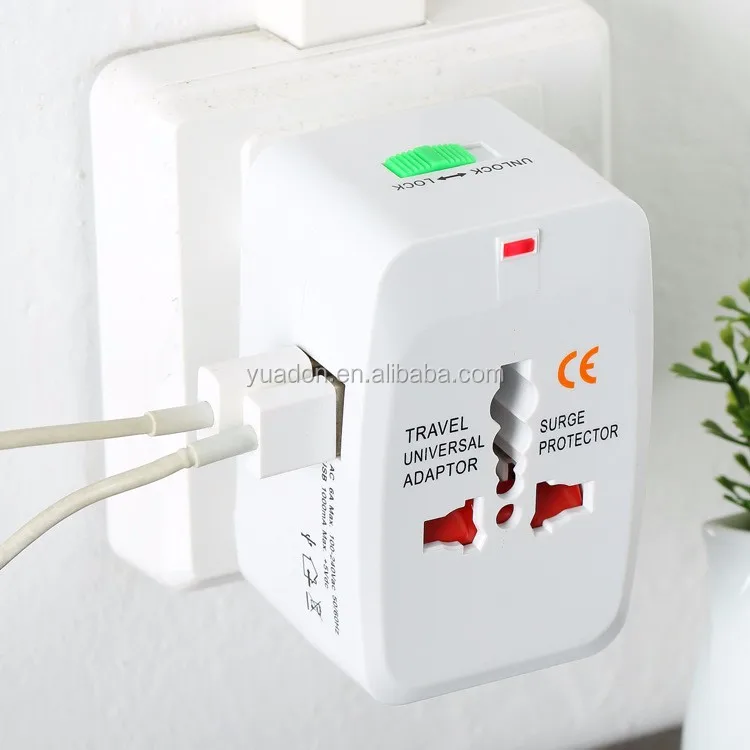Yuadon AC Universal World Travel Power Adapter, Dual USB Electric Adaptor Kit for Cell Phone