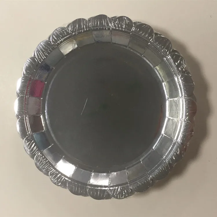 
Best Supplier Stocked Round Disposable Laminate Gold Foil Paper Plate For Birthday Party plate 
