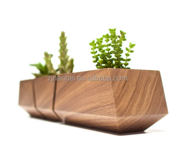 2024 Custom modern decorative wooden planter box, small wood succulent pots