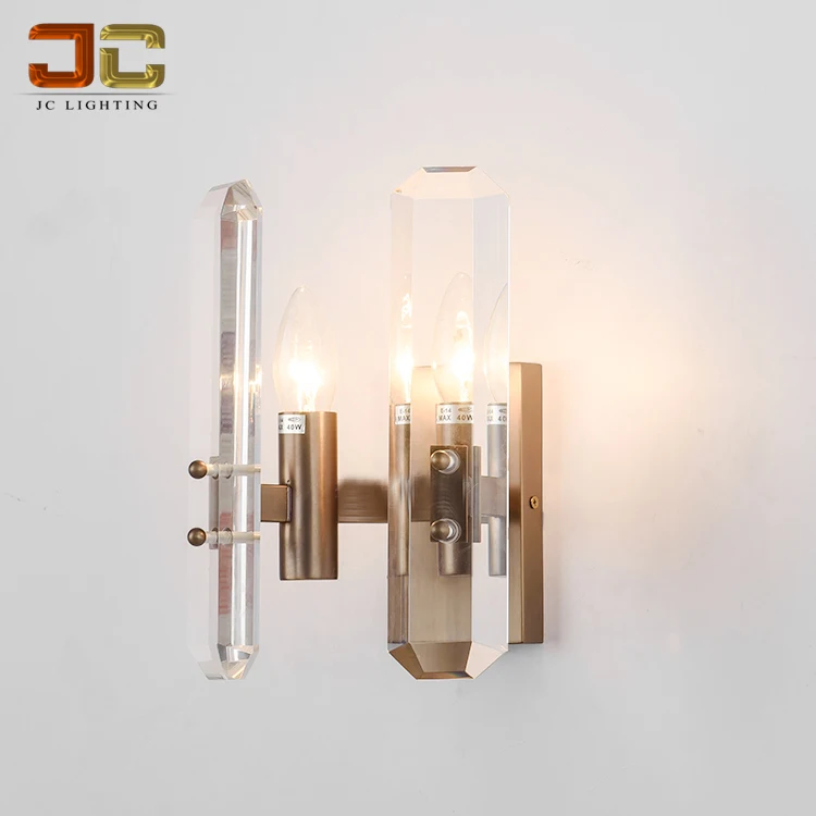 Crystal point antique brown wall sconce candle holder 110V for vintage bedroom
