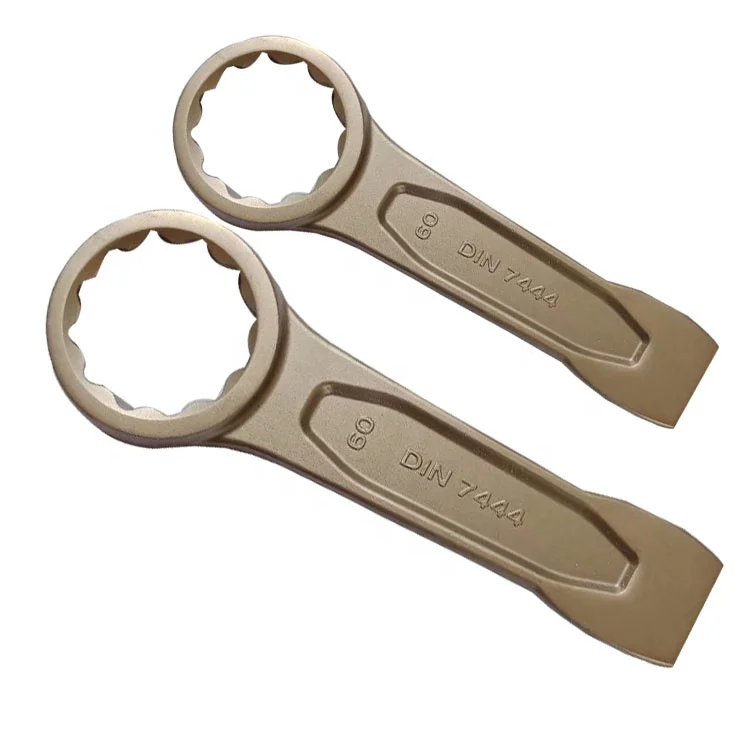 Non sparking Bronze hammering spanner die forged sparkless slogging ring spanner for oil&gas