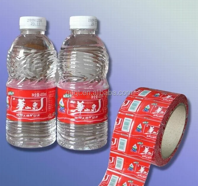 Transparent plastic mineral water shrink wrap bottle label