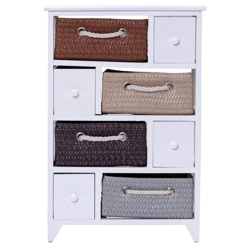 Шкаф для хранения, деревянная плетеная корзина, шкаф для прихожей с 8 ящиками