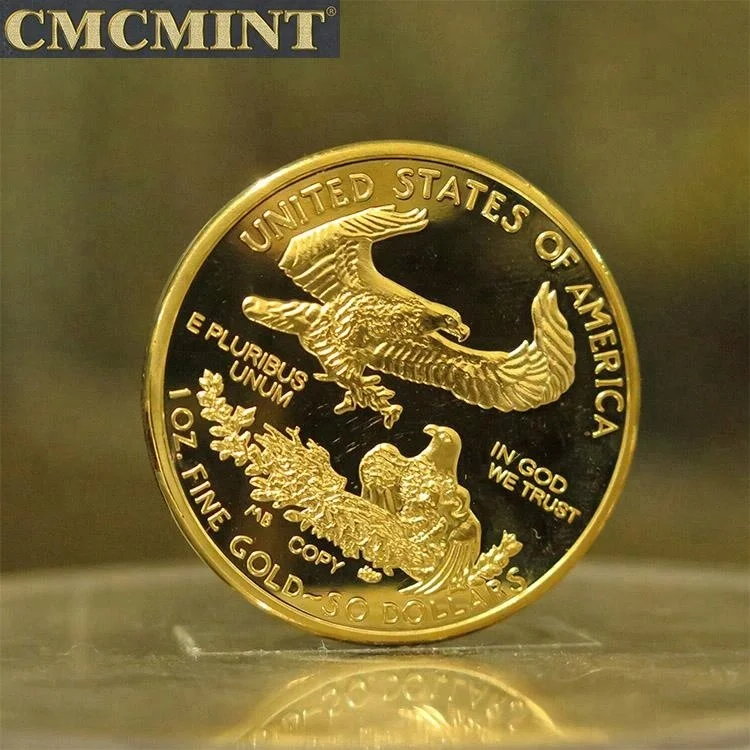 2022  hot sale quality custom old euro coin 1 oz .100 Mills American Eagle liberty gold plated  collectible custom coin
