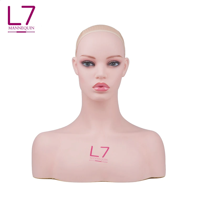
African A0merican Mannequin Head With Shoulders Makeup Mannequin Head For Wigs 