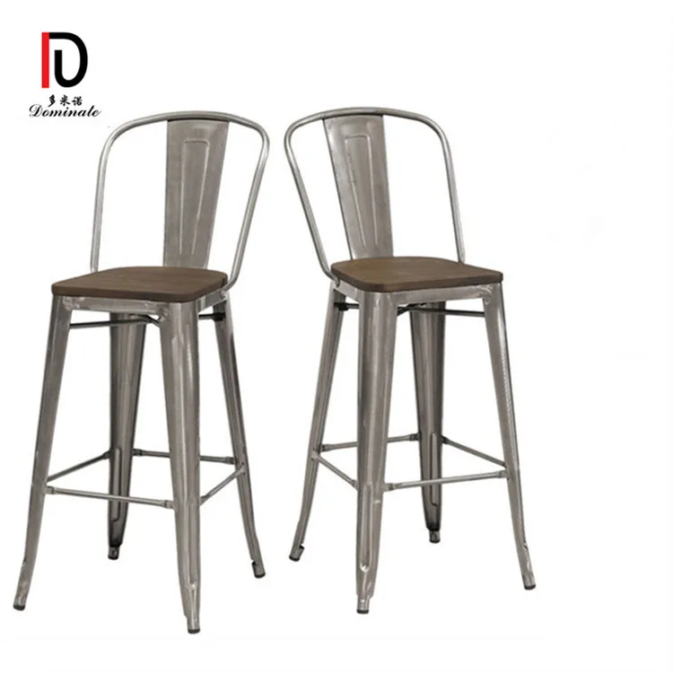 30 inch Copper or Gunmetal Industrial Chic Garden Vintage Metal Bar Stool High Chair With High Back