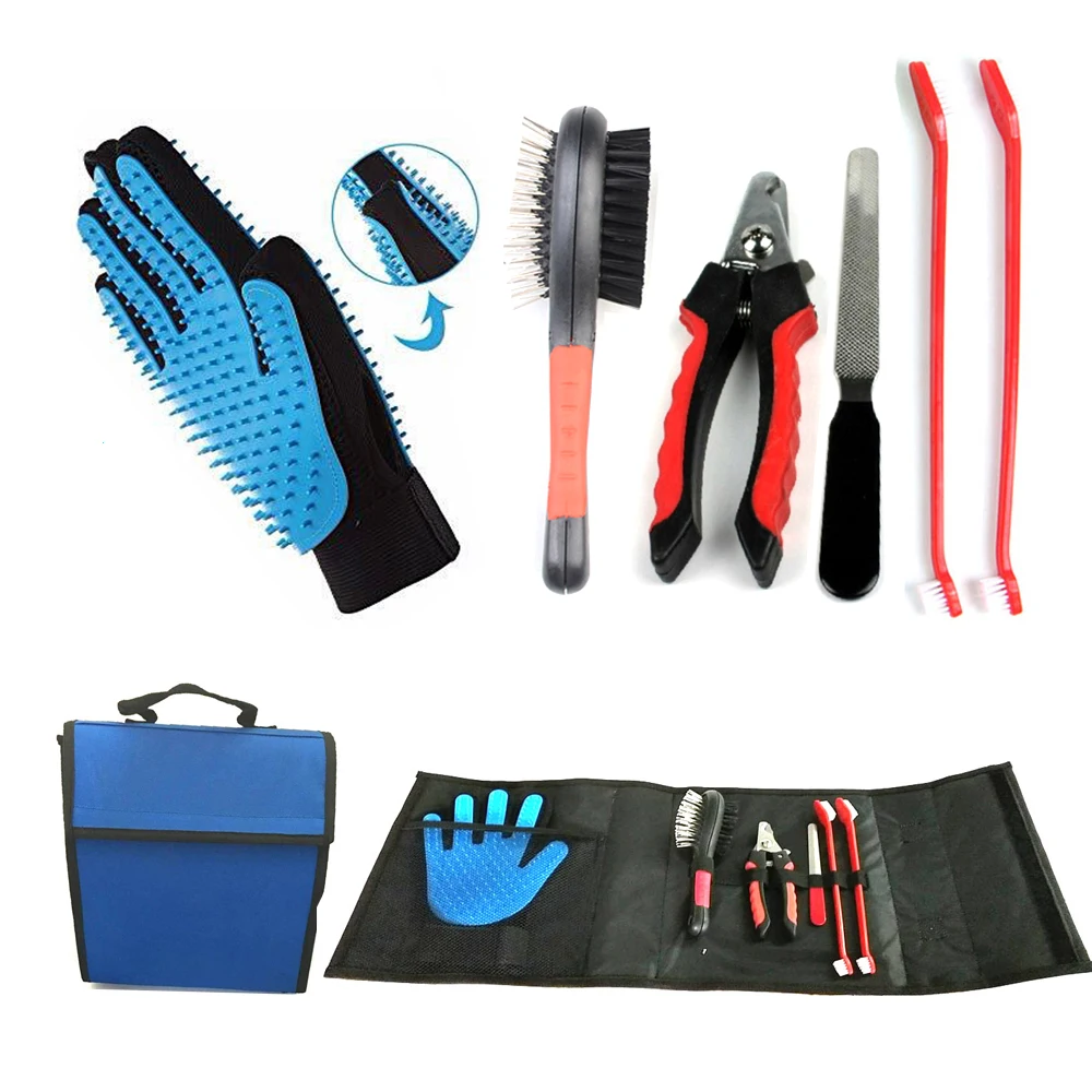 
Best Shedding Tools Pet Grooming Kit for Cats and Dogs Dog Hair Self Cleaning Slicker Brush Set 