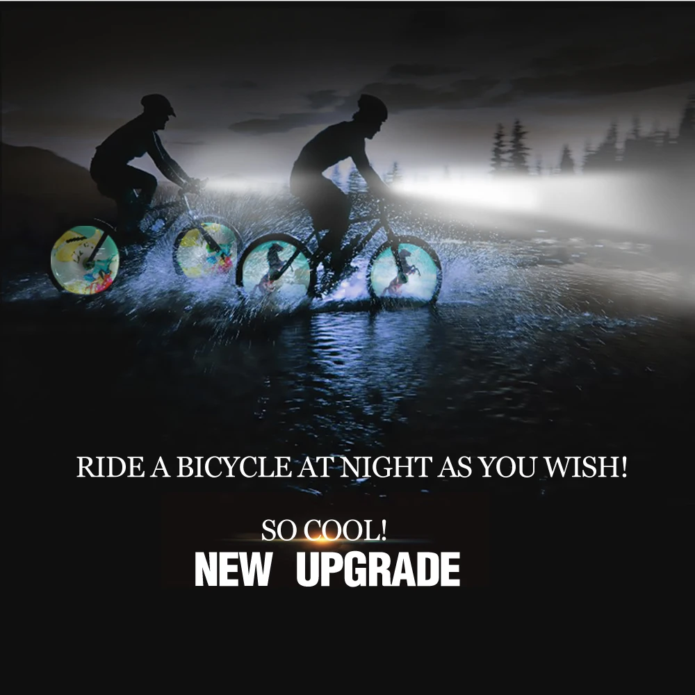 416 LEDs DIY Bicycle Spoke Bike Tire Wheel Light Programmable LED Double Sided Screen Display Image Night Cycling Ride