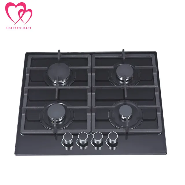 Hot Sale Black Tempered Glass panel 4 Burner Gas Cooker