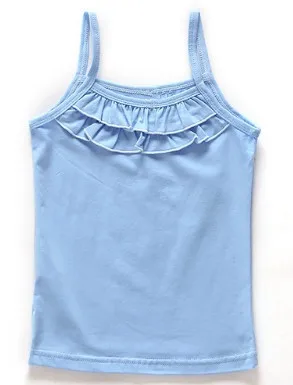 
Double stitch girls ruffle sling special pure red color kids tank top 