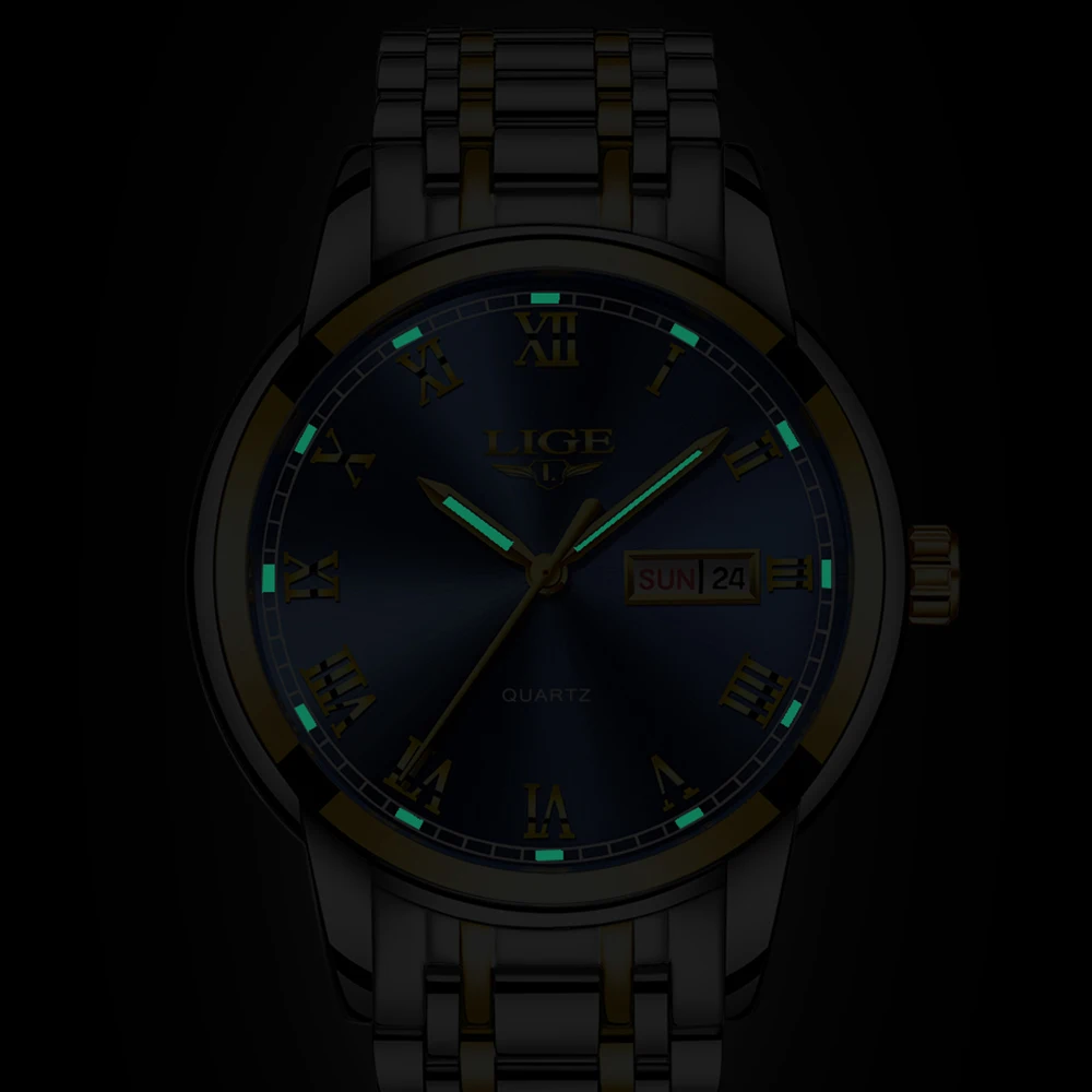 LIGE новый стиль дайверские часы Мужские кварцевые очаровательные роскошные часы из нержавеющей стали