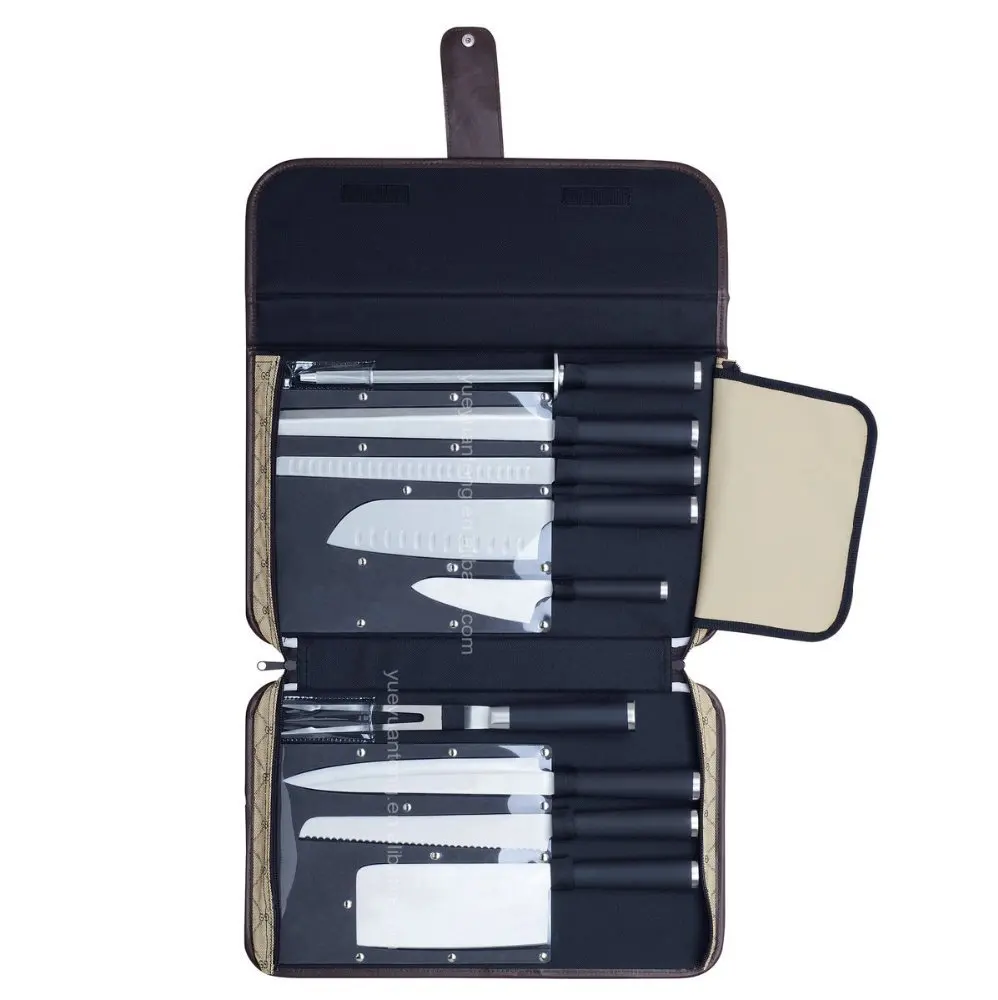 
Classic Line 9pcs stainless steel Japanese style wholesale knife set with santoku knife in zip bag 