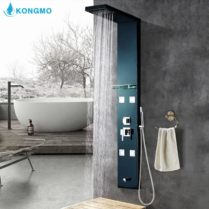 New Modern Design Black Stainless Steel Shower Panel  8013