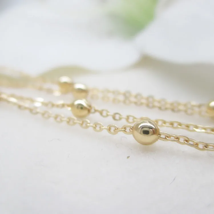 NANA high quality 24k italian gold filled chain with 3mm round bead, 1.5mm chain size