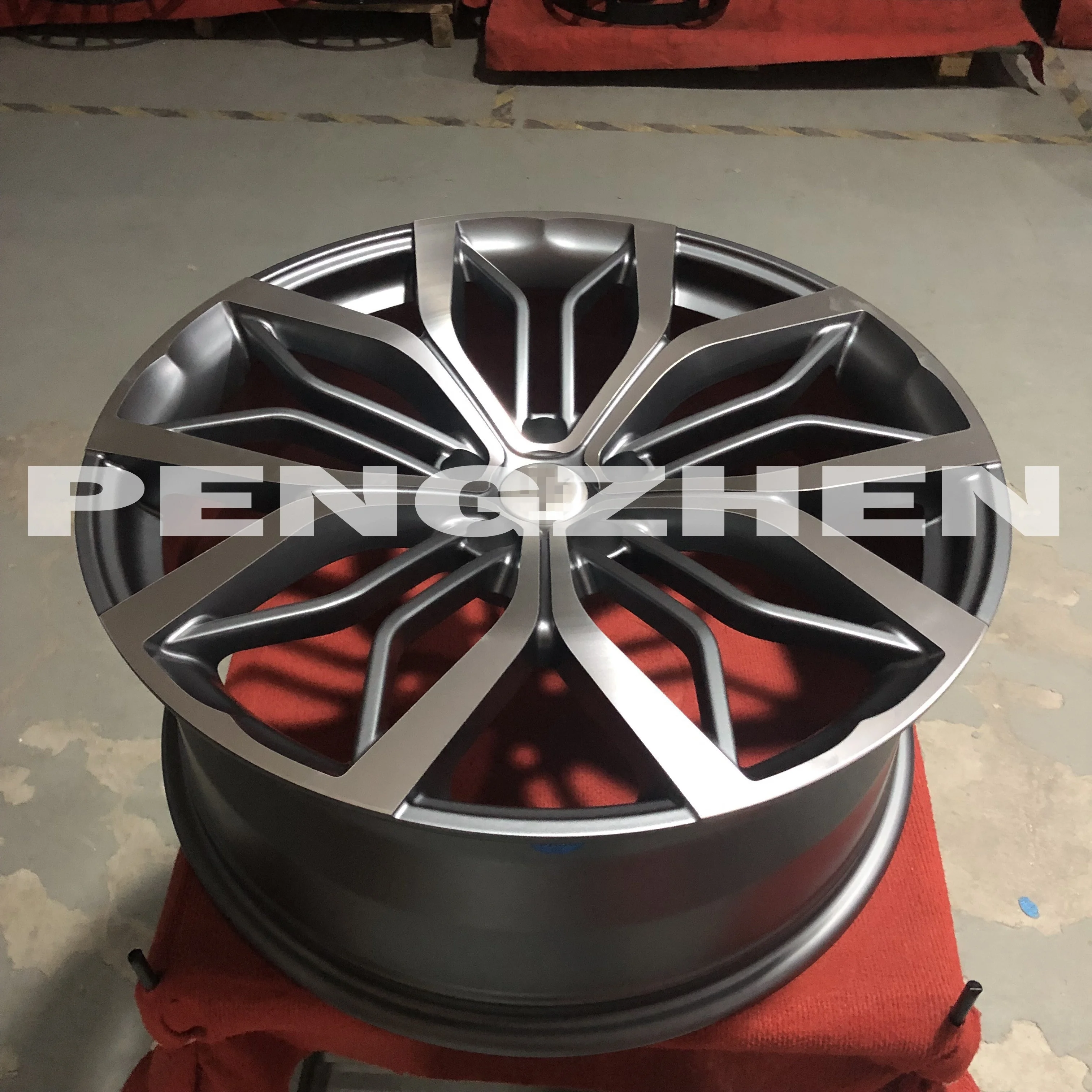Pengzhen hotsale customized forged rim 17x7.5 inch five spoke wheels gloss black rim machine face rims for Volvo