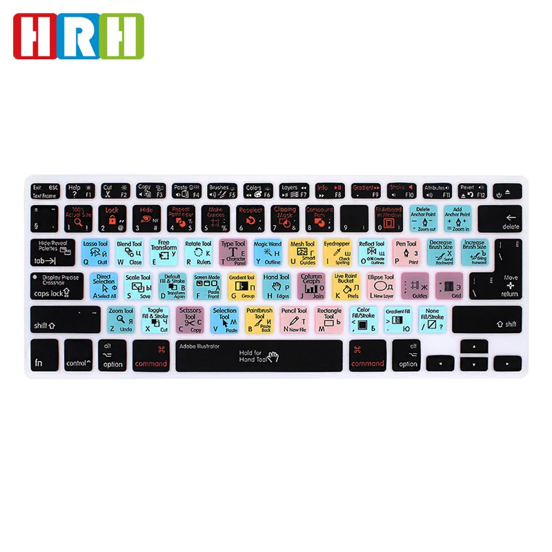 
Ado be Illustrator AI Hotkeys silicone keyboard skin Protector Custom For macbook 13 15 laptop with russian keyboard 