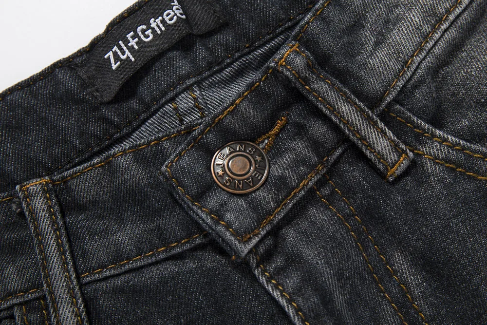 Men Jeans Stretch Skinny Retro Pleated Dot Patchwork Casual Men Denim Jeans Hole Straight Vintage Male Jeans