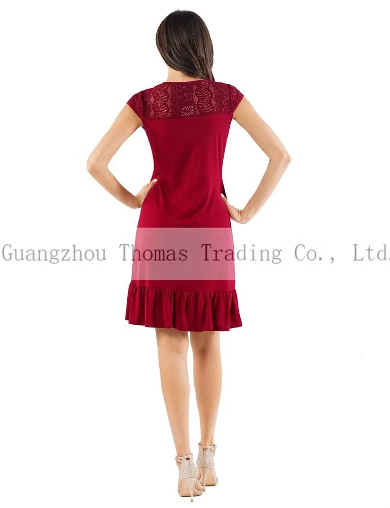 Women Lace Patchwork Dress For Wedding Guest Cocktail