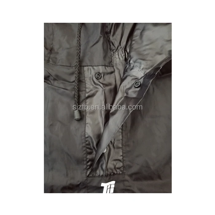 Waterproof Hooded Polyester coated PU Raincoat/poncho with printing