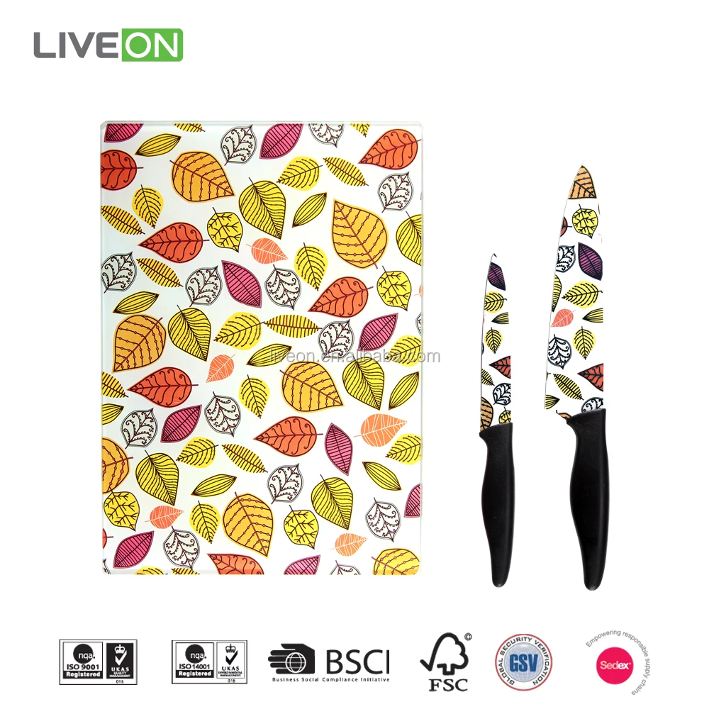 Стеклянная Разделочная Доска Набор С 2 шт. набор Ножей