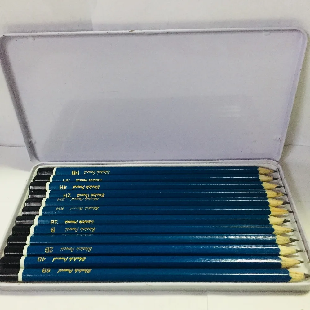 
customs wooden 12 Sketch Pencil Set in Tin box 