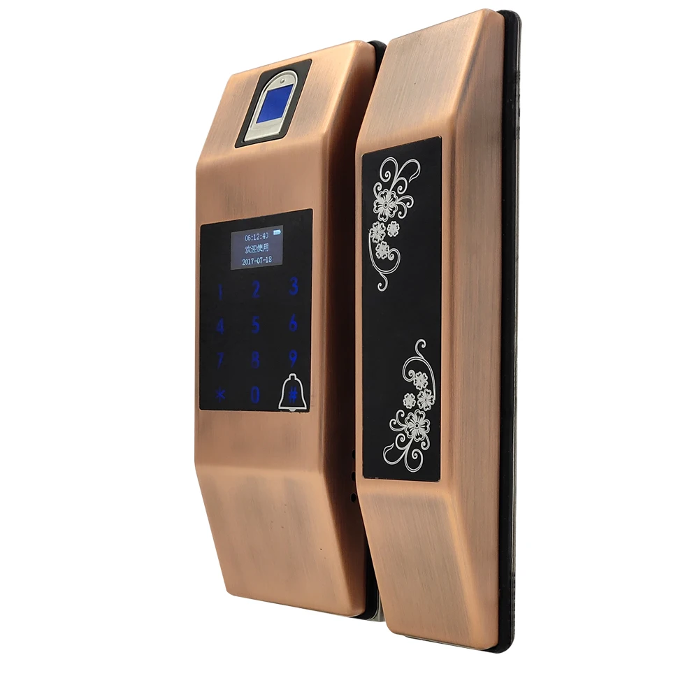 Zinc Alloy Fingerprint  Electronic Keypad Entry Glass Door Lock IC Card