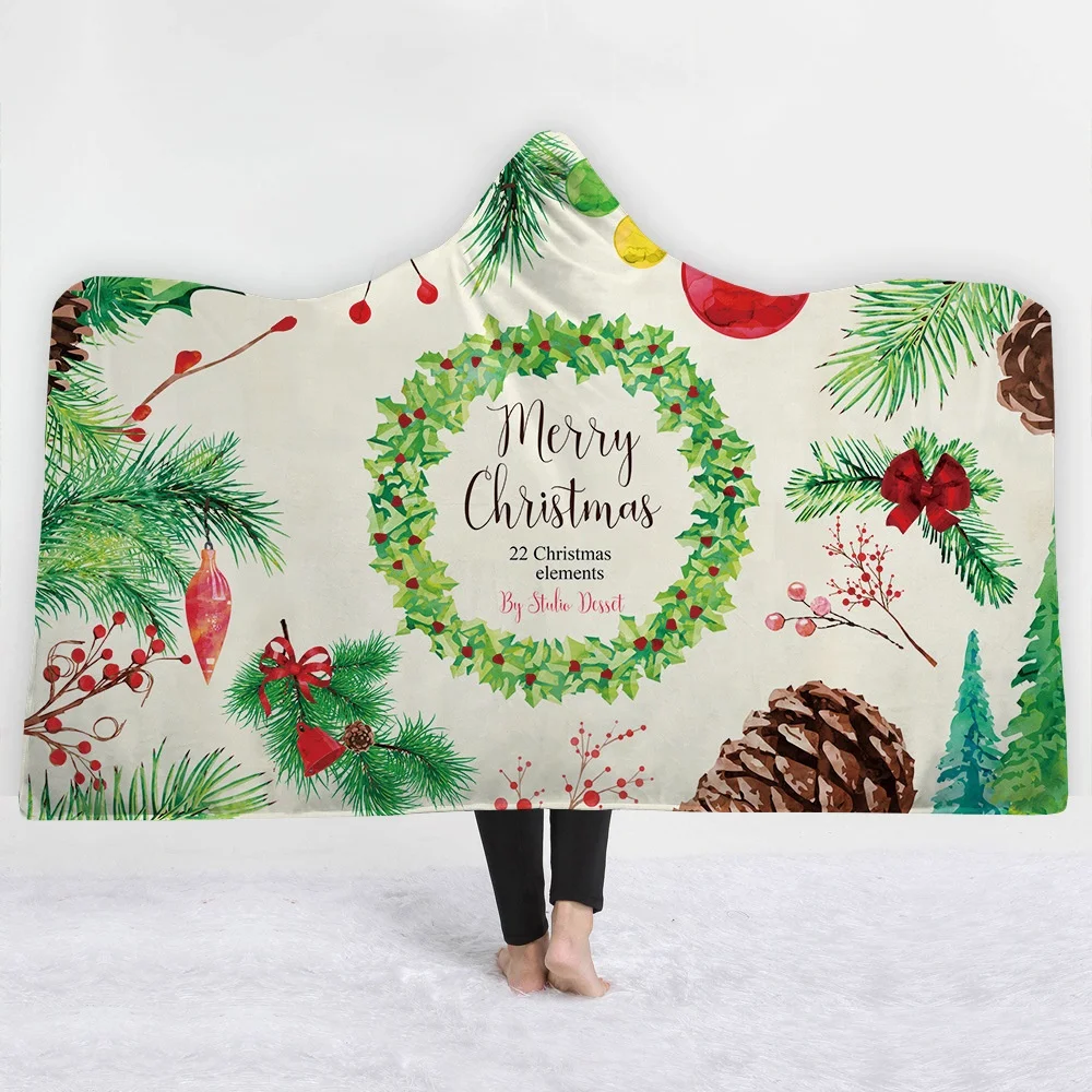 
Merry Christmas Custom Polyester Wearable Super Soft Baby TV Blanket Sleeves Sherpa Children Gift Happy 