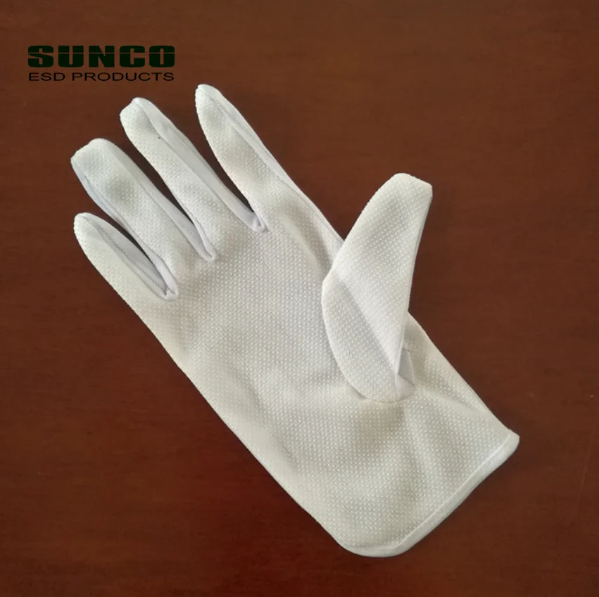 PVC Dotted Polyester Antistatic ESD Gloves For Cleanroom and Electronic Production Line