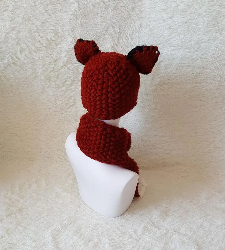 Winter warm cute baby fox cowl hat scarf