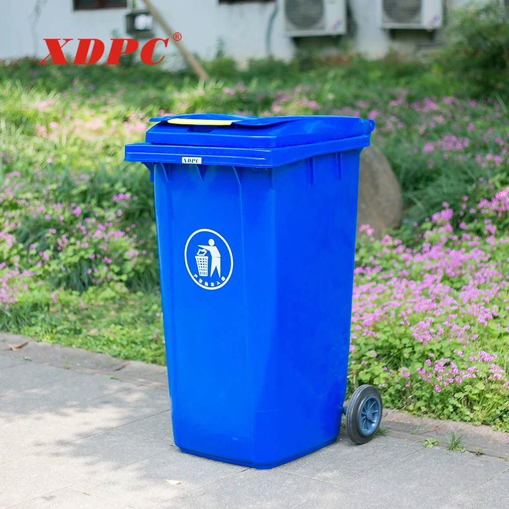Public portable two wheels colorful trash can garbage container