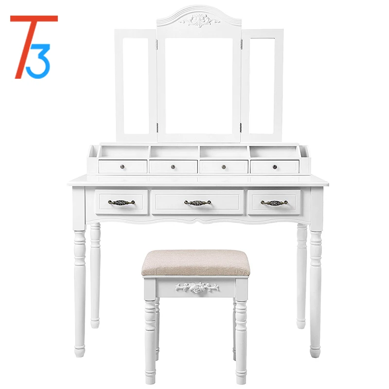 Туалетный столик, 7 ящиков, 6 организаторы макияж туалетный столик с зеркалом Мягкая табуретка