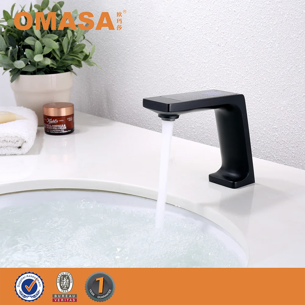 
Smart faucet black color touch screen elecctonic basin mixer for sale 