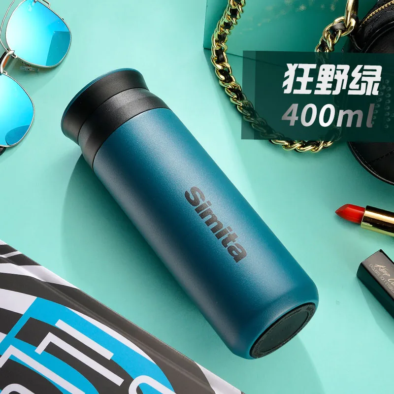 SIMITA Thermos Double Walled 304 Stainless Steel  400ml Water Bottle Portable Modern Fashion Vacuum Flask for Sports Business