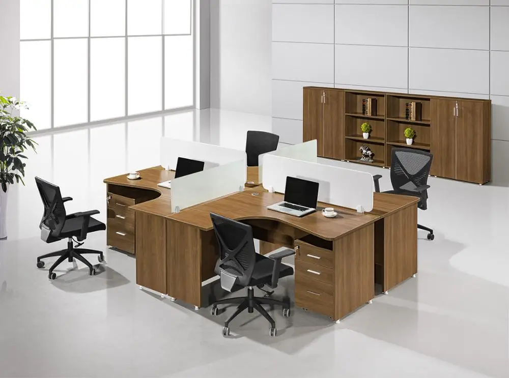 Competitive Price L-shaped 4 person office cubicle 120 degree office furniture workstation