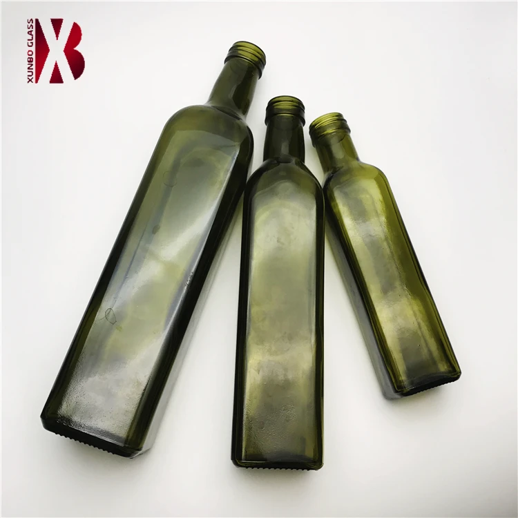 acceptable logo 250 ml 500 ml 750 ml dark antique green color olive oil glass bottles