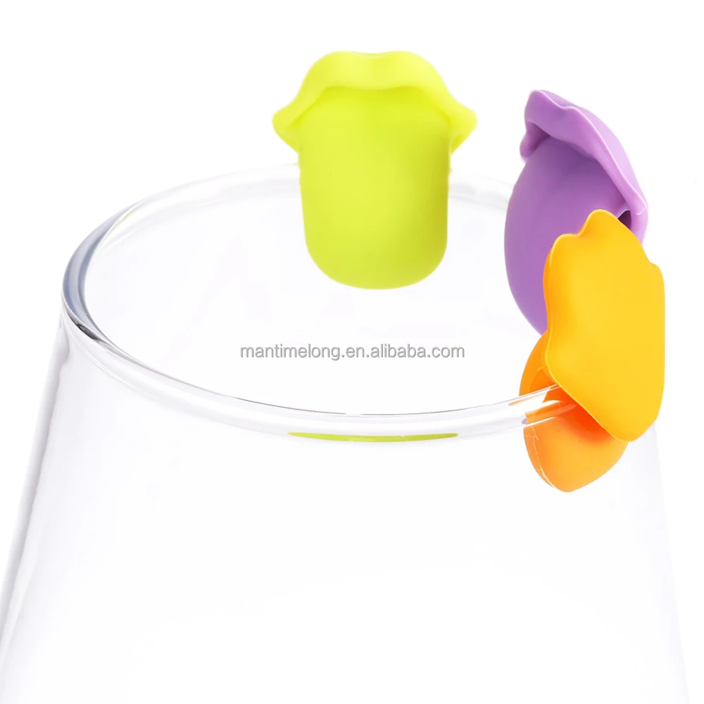 6pcs set Party Dedicated Silicone Recognizer Rubber Label Wine Glasses Wine Glass Marker Tongue Novelty Shark