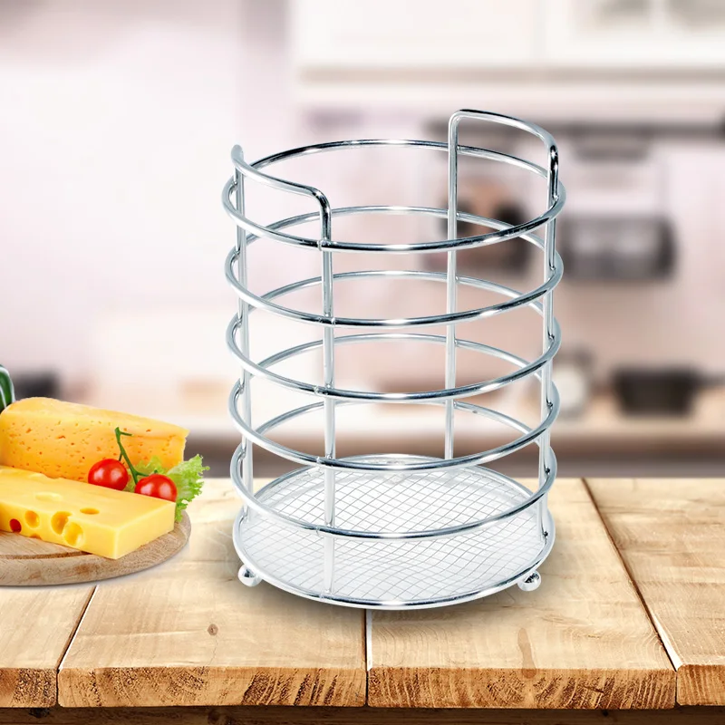 Round wire flatware chrome plating drainer kitchen spoon fork utensil tools Cutlery caddy Holder