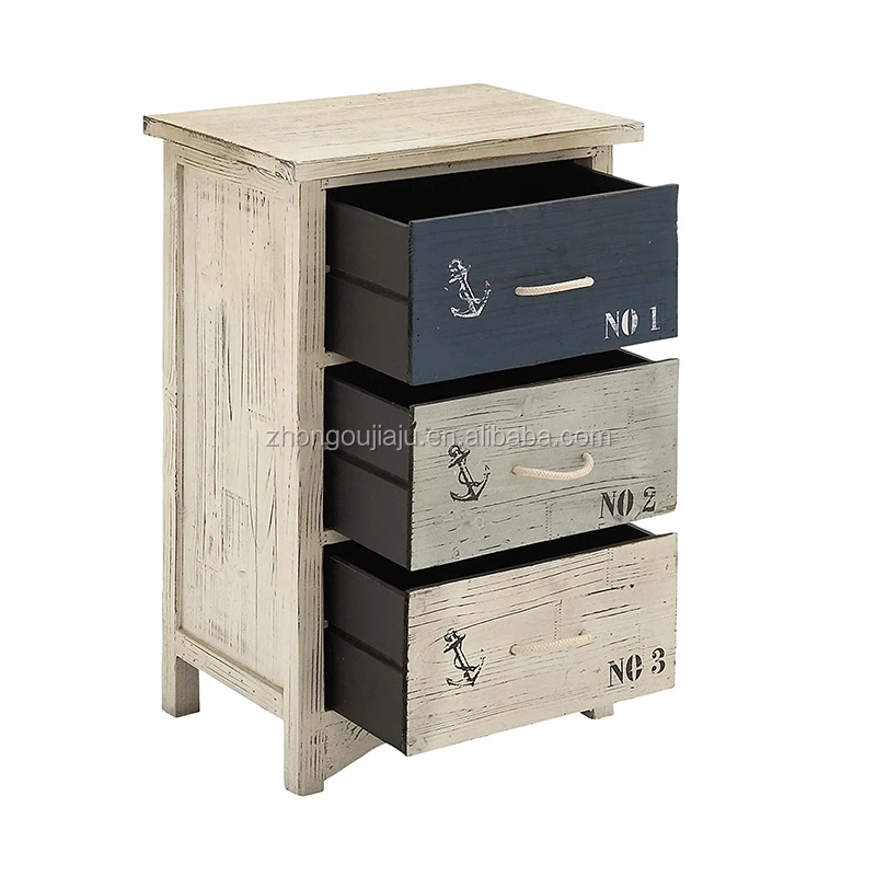 Whosale Modern Buff LL-079 Wooden Furniture Nautical Chest Cabinet for Living Room Bedroom