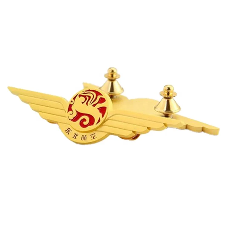 aviation style wings lapel pins custom pilot badge airline pilot badges for souvenir
