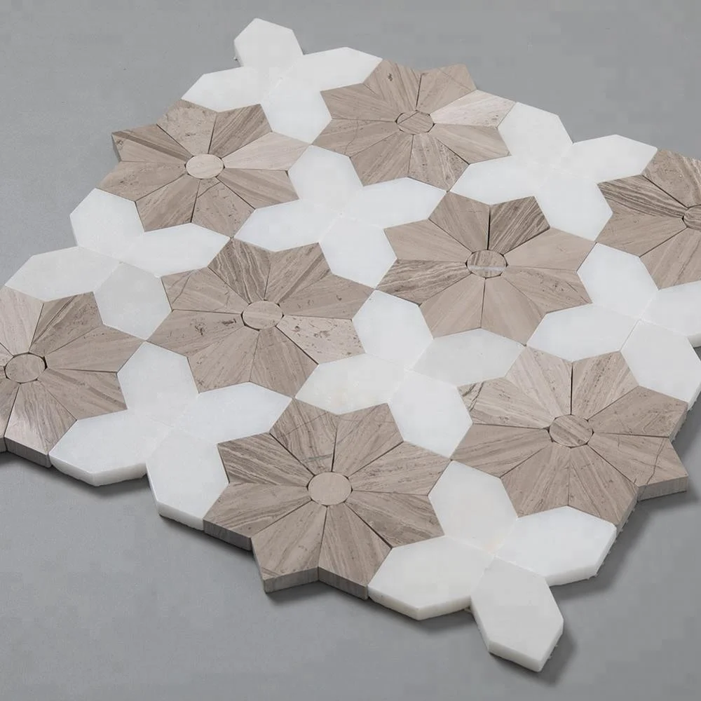 Centurymosaic Hot Selling Flower Marble Waterjet Wall Decor Mosaic Tile