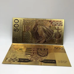 Poland currency money 10 20 50 100 200 500 dollar bills PLN customize gold Foil banknote POPE JOHN PAUL gold card For collection