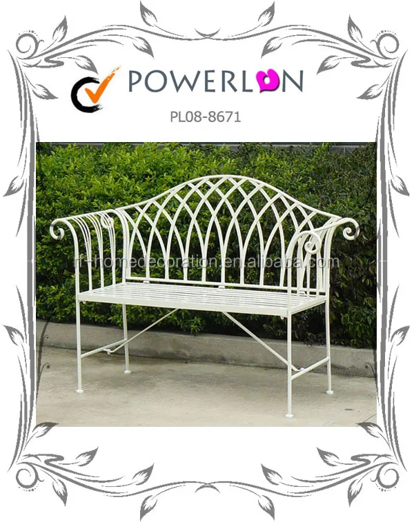 
White Folding Metal Garden Bench Wrought Iron High Quality Garden Sofa 
