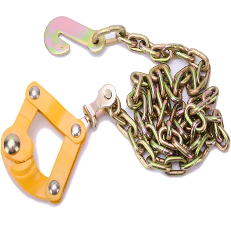 Yellow electric fence wire stretcher with 1.2m galvanised chain