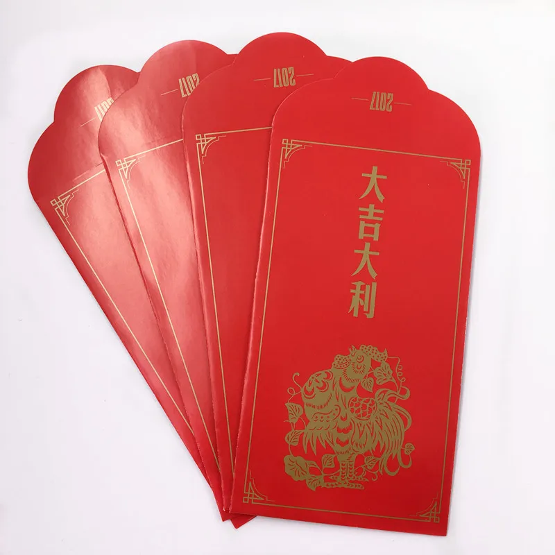 Новогодние конверты для денег сделанные на заказ красные с горячим тиснением китайский новогодний конверт счастливый красный
