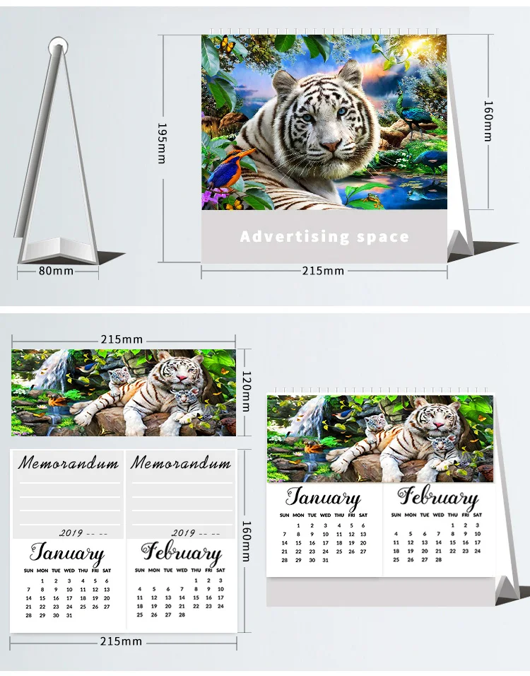 
Oem Custom 3D Cardboard Calendar 2019 
